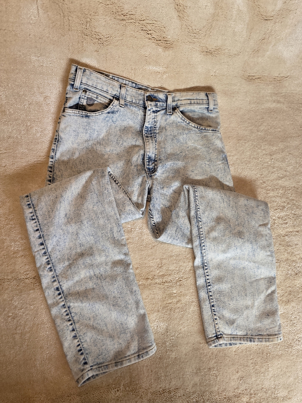 Vintage 89 Levi's Acid Wash Denim Jeans Light Wash Straight Leg 34x30